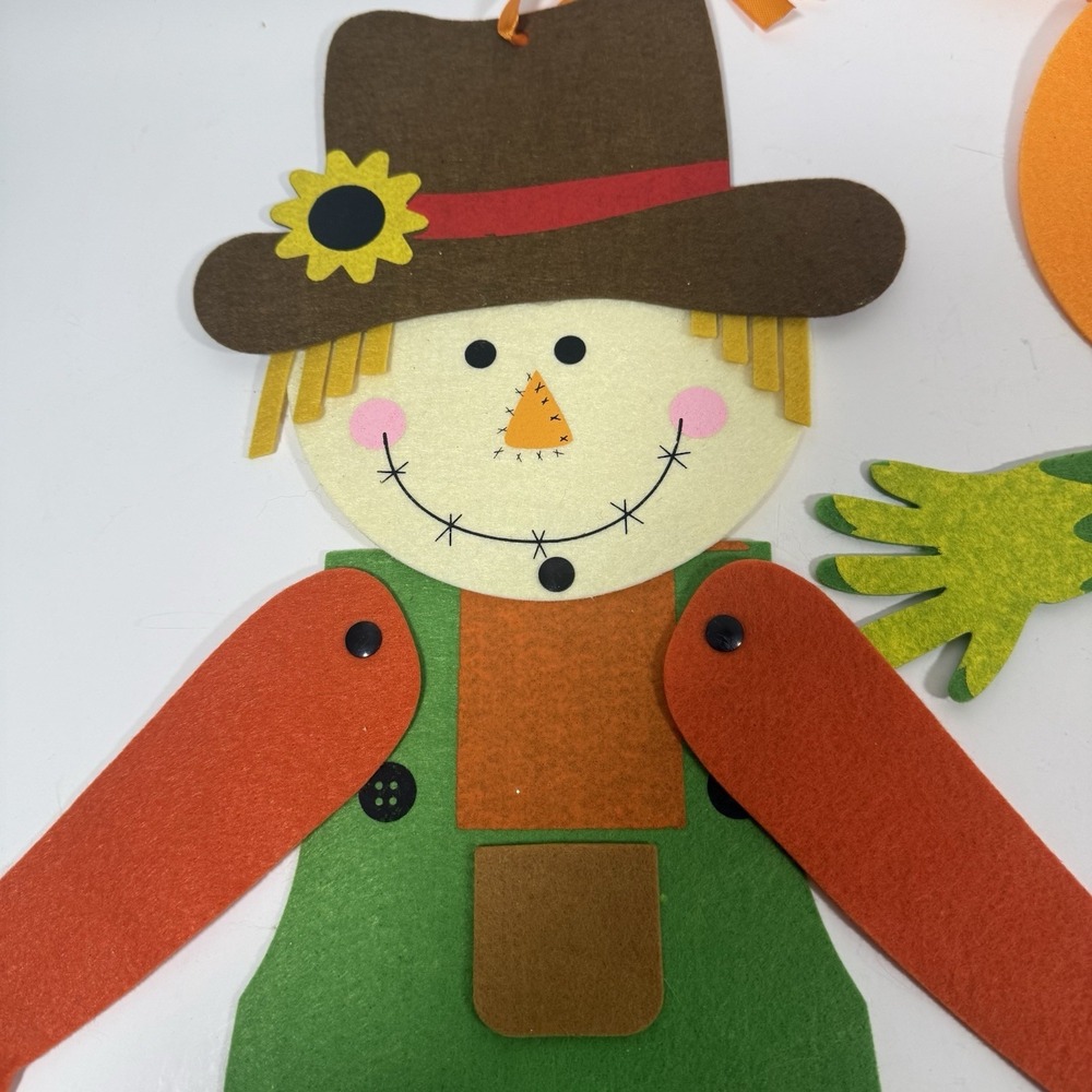 Unbranded Halloween Decor Set Multicolor Felt Scarecrow Pumpkin Trio - Picture 3 of 16